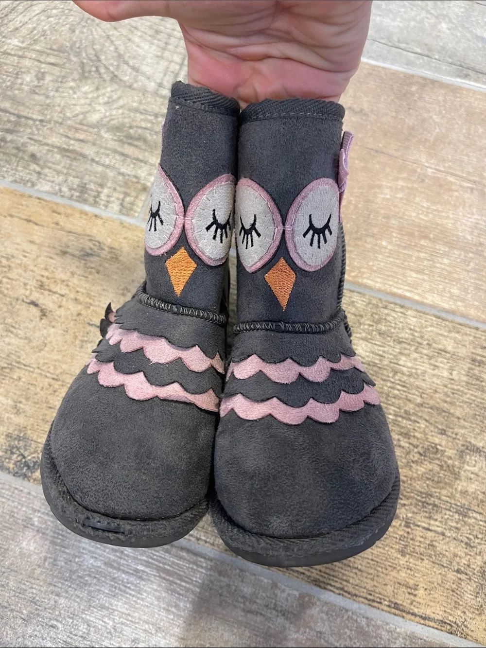 Harper Canyon Toddler Girls Gray Owl Boots Size 10